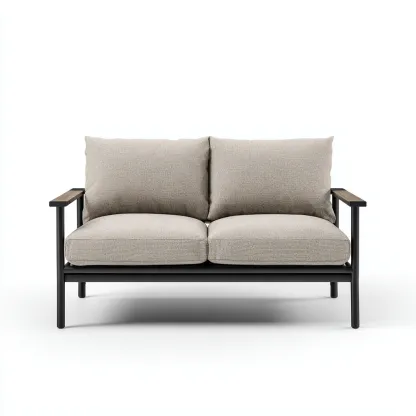 Gerades Sofa Stoff und Metall 178x84x85 cm - Beige - Modernes Industriedesign für Wohnzimmer-Domainota