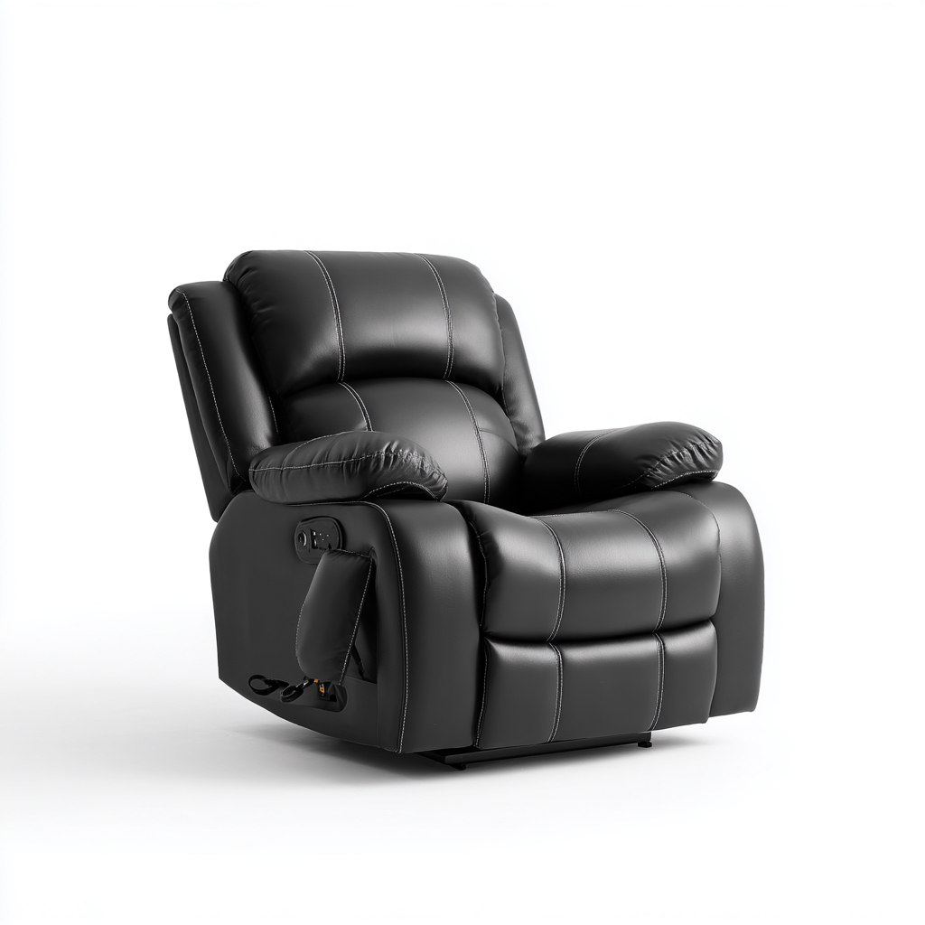 Liegesessel Kunstleder 100x95x104 cm - Schwarz - Modernes Komfortdesign mit breiten Armlehnen - Für Wohnzimmer-Domainota