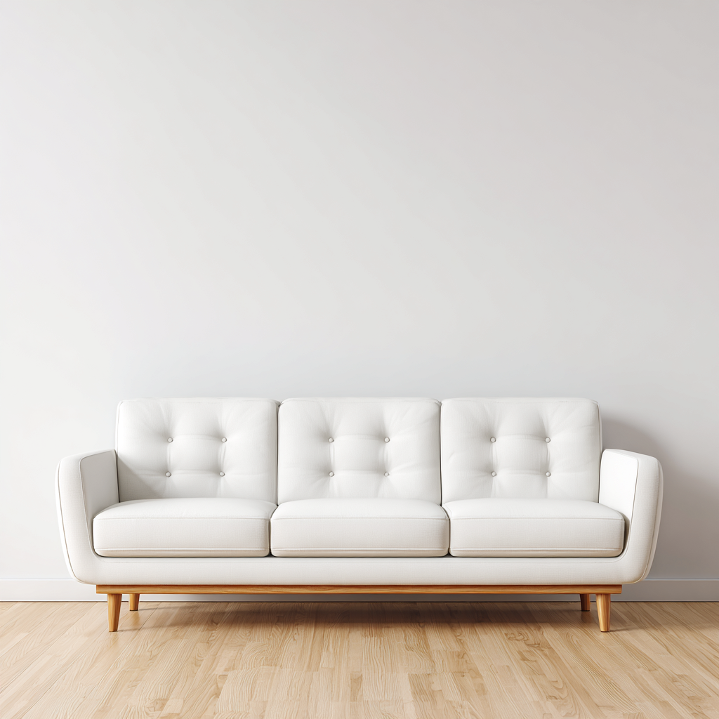Gerades Sofa Kunstlederpolster 206x84x87 cm - Weiß - Modernes Design - Für Wohnzimmer-Domainota