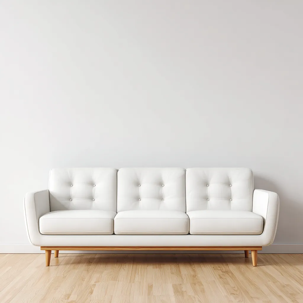 Gerades Sofa Kunstlederpolster 206x84x87 cm - Weiß - Modernes Design - Für Wohnzimmer-Domainota