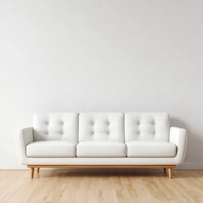 Gerades Sofa Kunstlederpolster 206x84x87 cm - Weiß - Modernes Design - Für Wohnzimmer-Domainota