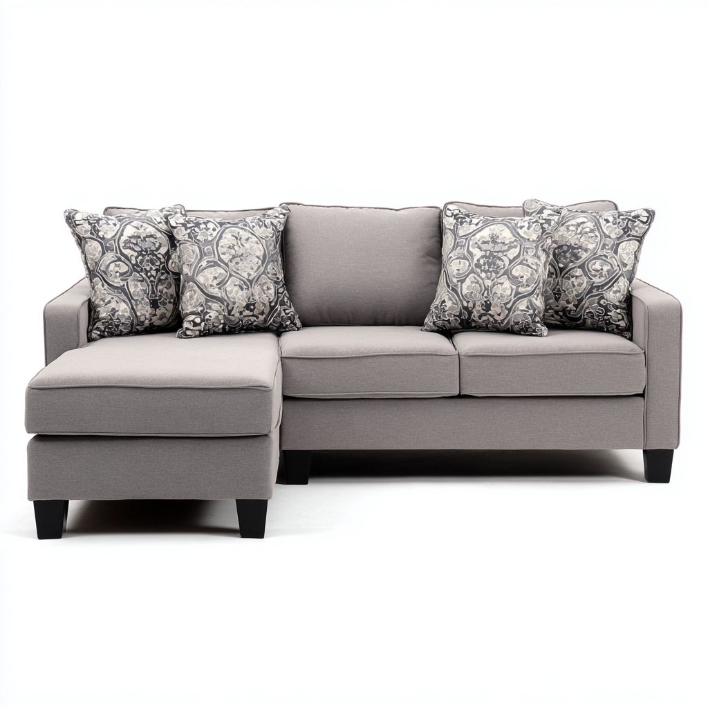 Ecksofa Stoffpolsterung 260x160x85 cm - hellgrau - für Wohnzimmer - modernes Design-Domainota
