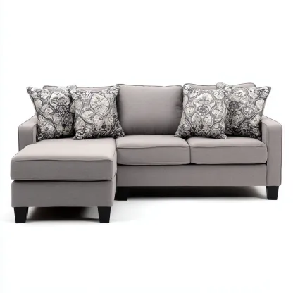 Ecksofa Stoffpolsterung 260x160x85 cm - hellgrau - für Wohnzimmer - modernes Design-Domainota