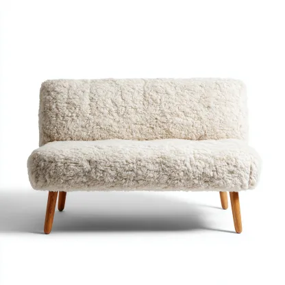 Gerades Sofa Kunstfellpolsterung 150x75x80 cm - cremeweiß - für Wohnzimmer - skandinavisches Design-Domainota