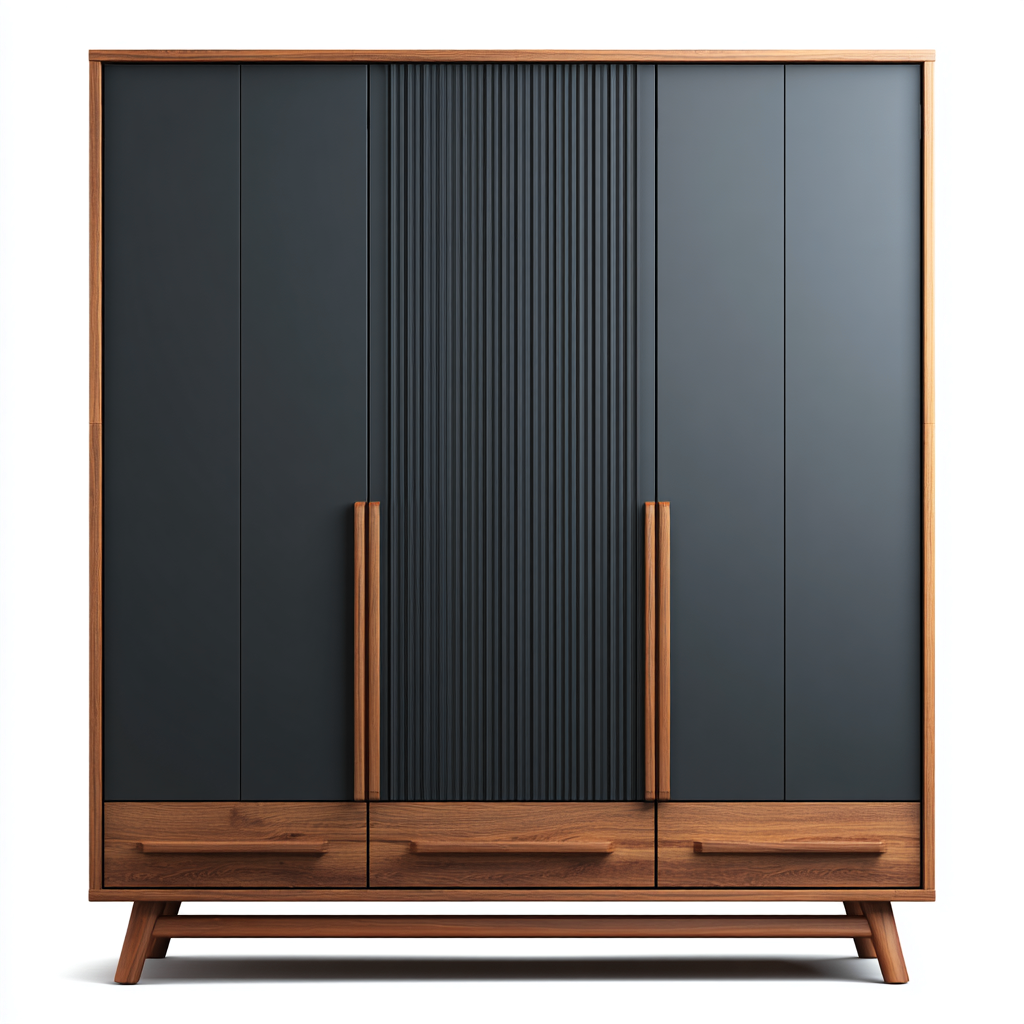 Kleiderschrank Holz 200x60x220 cm - dunkelgrau - für Schlafzimmer - modernes Design-Domainota