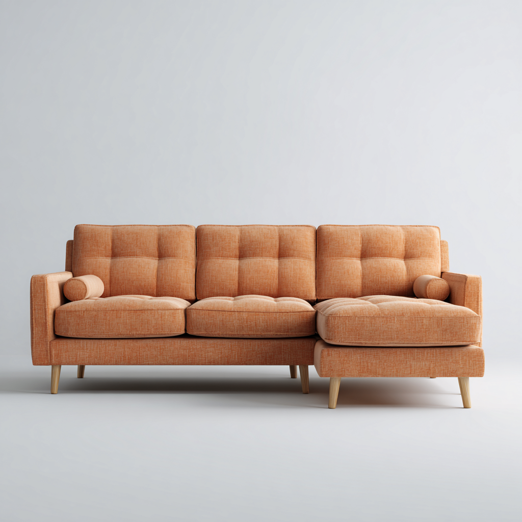 Ecksofa Stoff 250x155x85 cm - Orange - Skandinavisches Design - Für Wohnzimmer-Domainota
