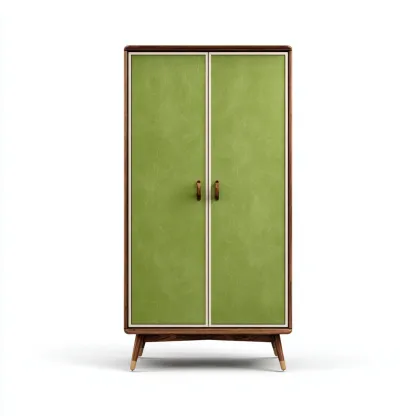 Kleiderschrank Holz 95x45x160 cm - grün - walnuss - für Schlafzimmer - modernes Design-Domainota