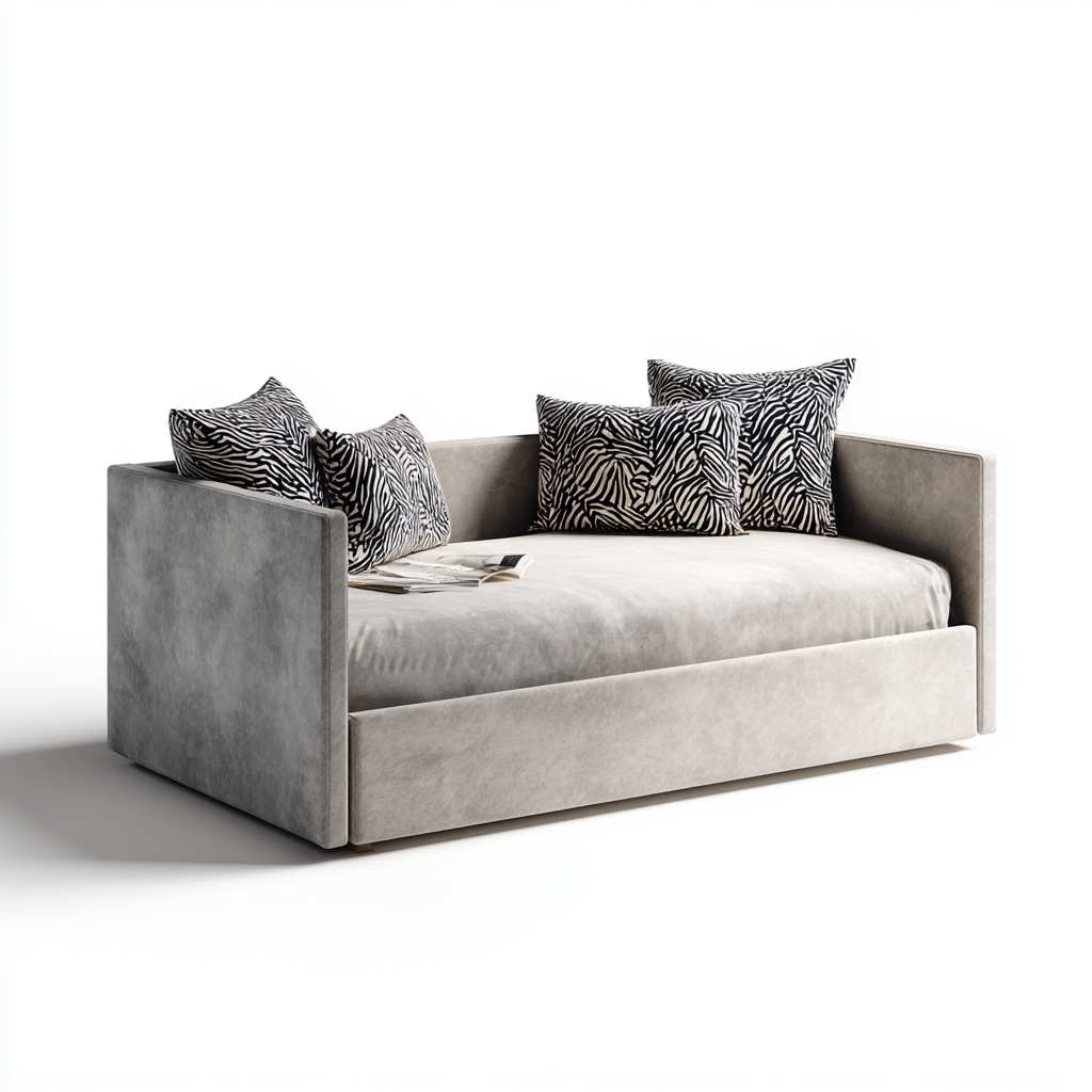 Schlafsofa-Samt-210x100x90 cm-Hellgrau-für Schlafzimmer-Modernes Design-Domainota