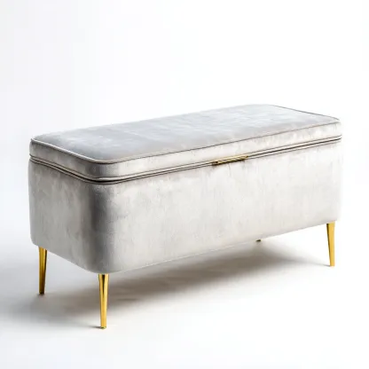 Eingangsbank Samt 110x42x46 cm - hellgrau - mit Stauraum - geeignet für Flur - Modernes Design-Domainota