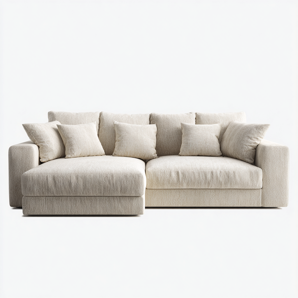 Ecksofa Stoff 270x170x85 cm - Elfenbein - Modernes Komfortdesign - Für Wohnzimmer-Domainota