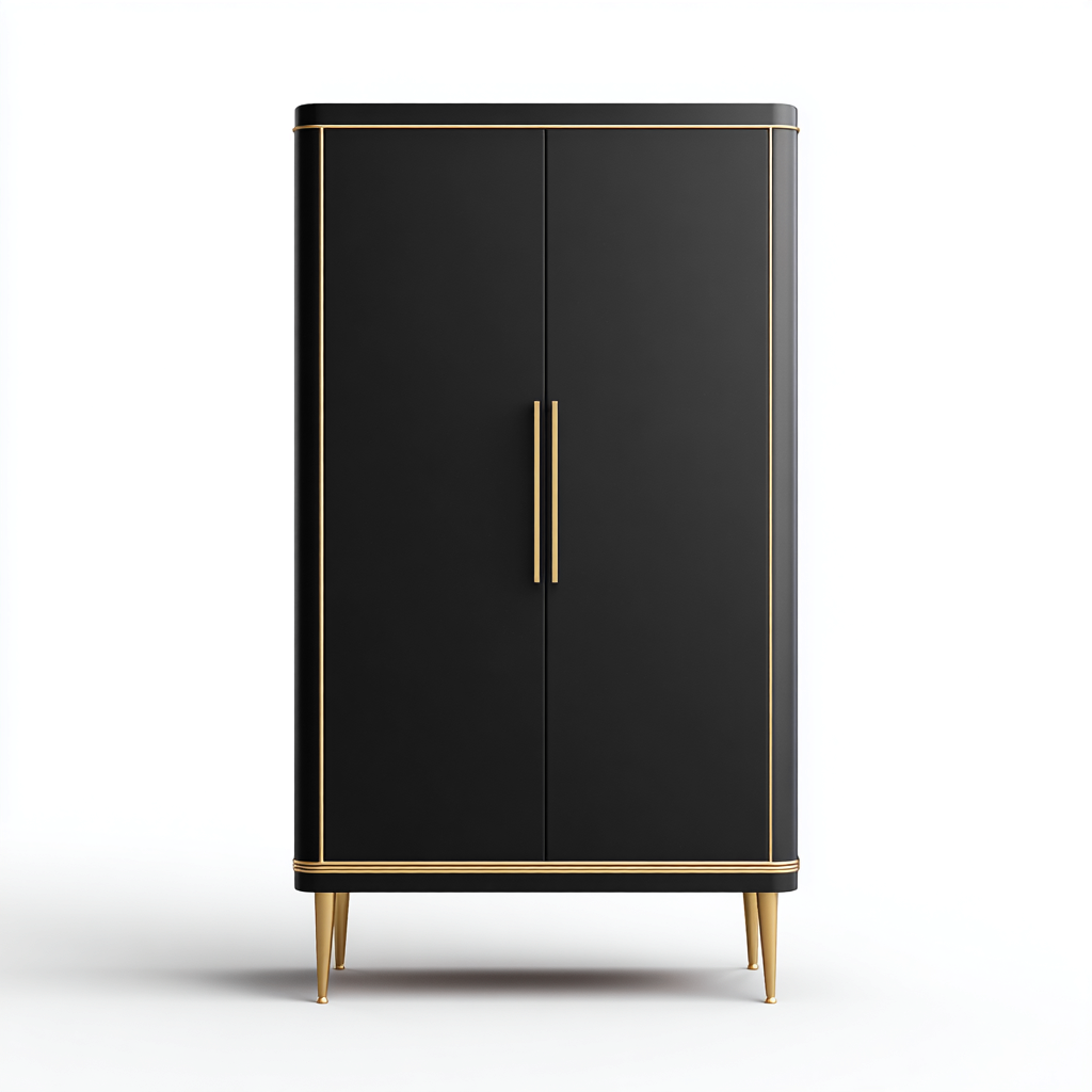 Kleiderschrank Holz 95x45x160 cm - schwarz - für Schlafzimmer - modernes Design-Domainota