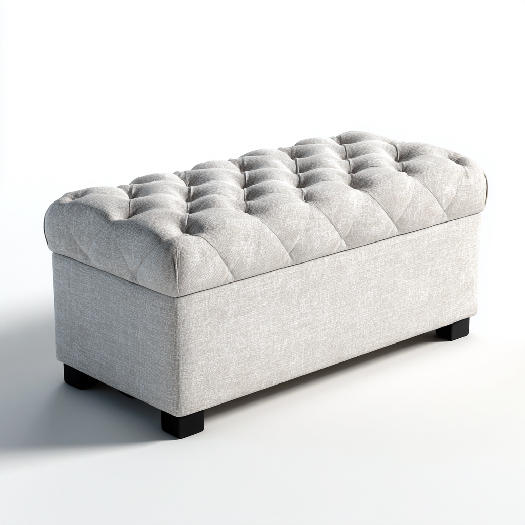 Eingangsbank Stoff 100x40x45 cm - hellgrau - geeignet für Flur - Klassisches Design mit Stauraum-Domainota