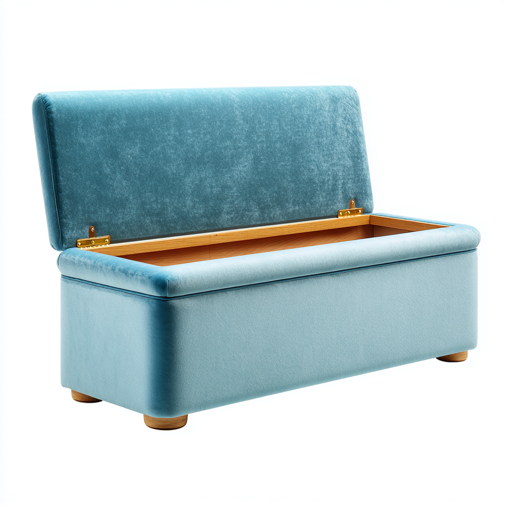 Eingangsbank mit Stauraum Samt 110x45x48 cm - hellblau - geeignet für Flur - Modernes Design-Domainota