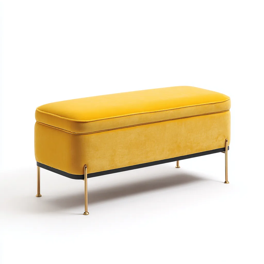 Eingangsbank Samt 95x38x45 cm - senfgelb - modernes Design mit Stauraum für Flur-Domainota