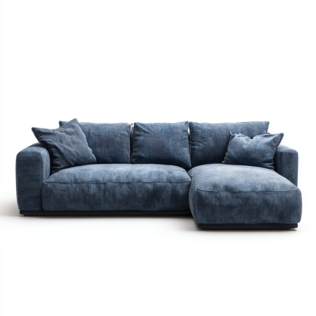 Ecksofa Cordstoff 260x165x85 cm - Dunkelblau - Gemütliches Design - Für Wohnzimmer-Domainota