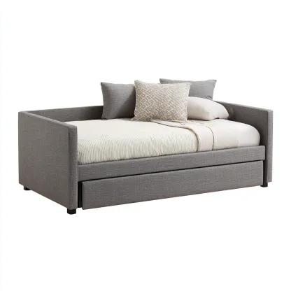 Schlafsofa-Stoff-210x95x85 cm-Hellgrau-für Schlafzimmer-Modernes Design-Mit ausziehbarem Bett-Domainota