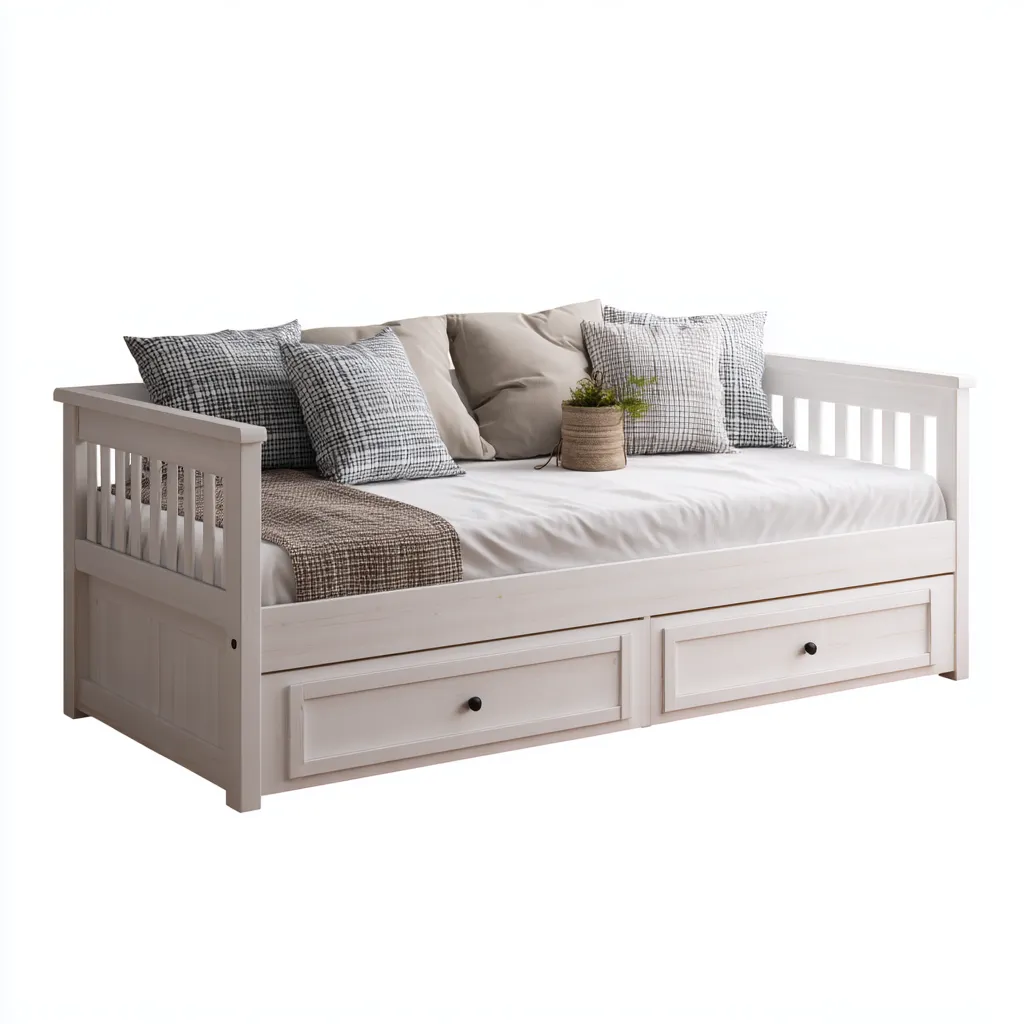 Schlafsofa-Massivholz-210x100x90 cm-Weiß-für Schlafzimmer-Skandinavisches Design-Domainota