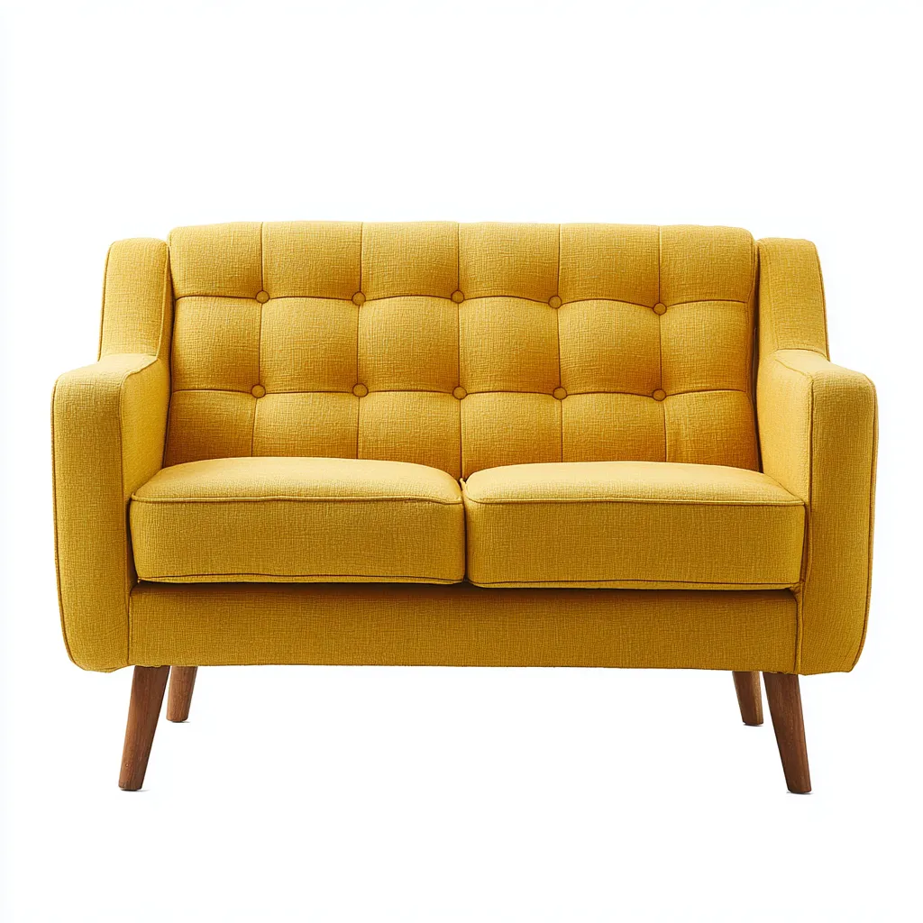 Gerades Sofa Stoff 160x82x85 cm - Senfgelb - Retro Design für Wohnzimmer-Domainota