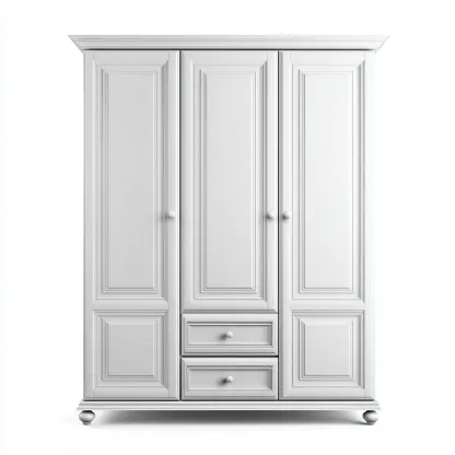 Kleiderschrank Holz 120x55x190 cm - weiß - für Schlafzimmer mit Schubladen und klassischem Design-Domainota