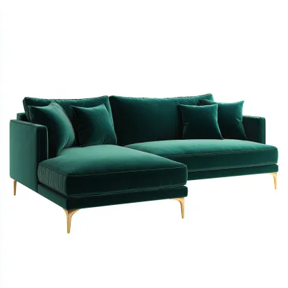 Ecksofa Samtpolsterung 265x165x85 cm - smaragdgrün - für Wohnzimmer - modernes Design-Domainota