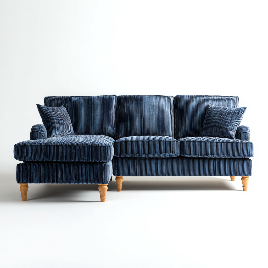 Ecksofa Cordstoff 245x160x85 cm - Dunkelblau - Klassisches Modernes Design - Für Wohnzimmer-Domainota