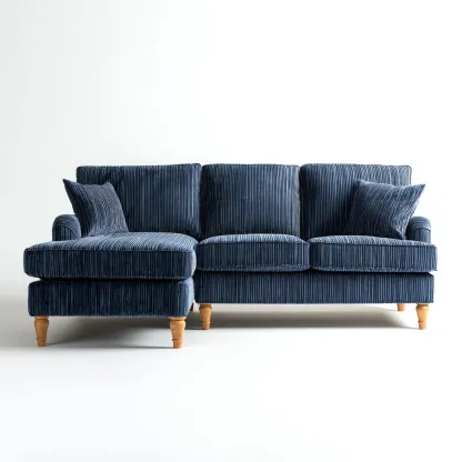 Ecksofa Cordstoff 245x160x85 cm - Dunkelblau - Klassisches Modernes Design - Für Wohnzimmer-Domainota