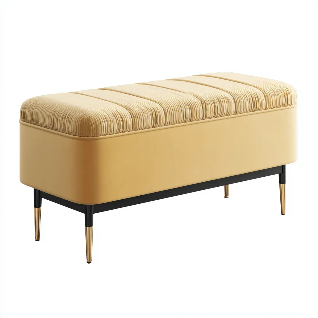 Eingangsbank Samt 100x40x47 cm - goldgelb - modernes Design für Flur-Domainota
