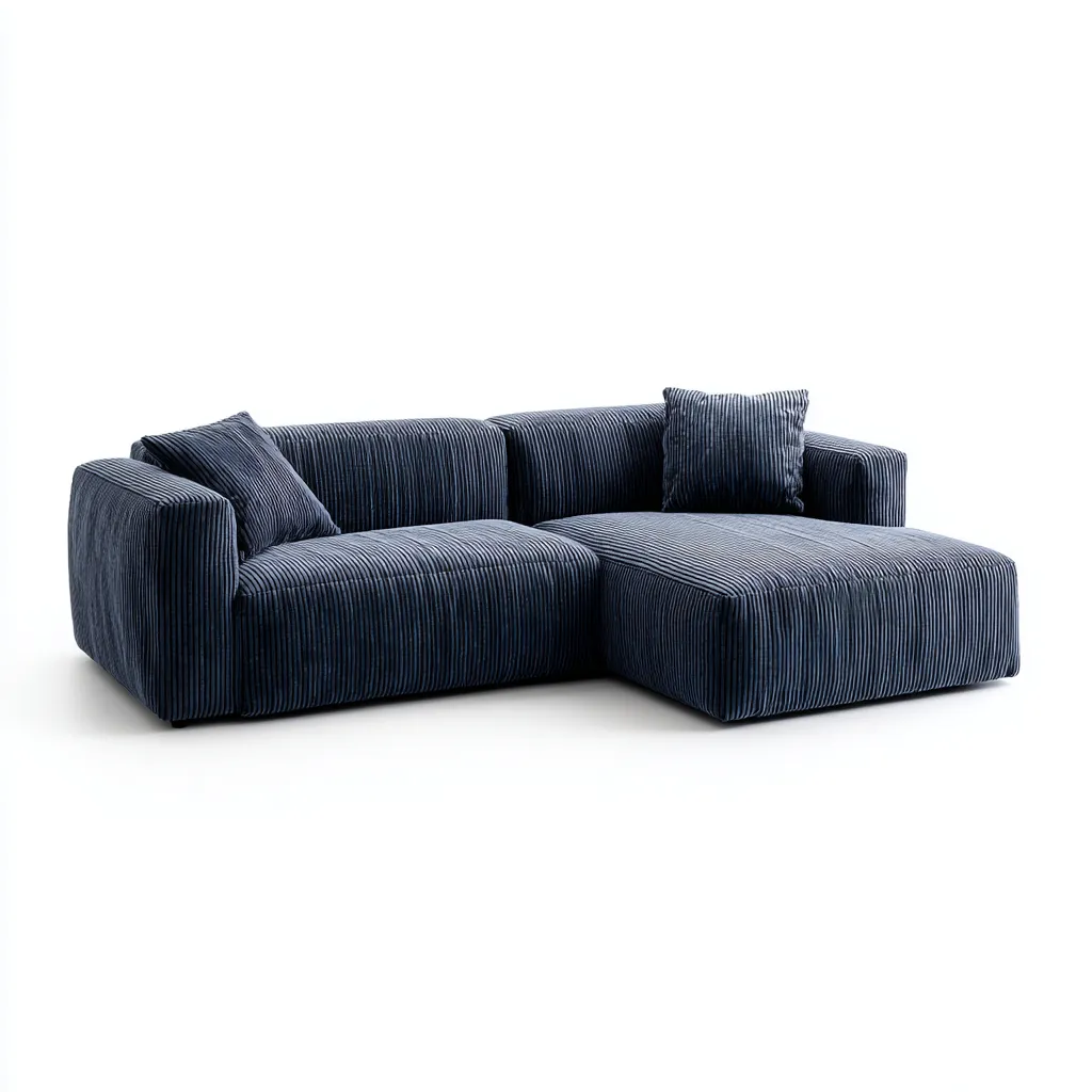 Ecksofa Cordstoff 250x160x80 cm - Dunkelblau - Zeitloses Modernes Design - Für Wohnzimmer-Domainota