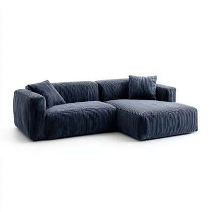 Ecksofa Cordstoff 250x160x80 cm - Dunkelblau - Zeitloses Modernes Design - Für Wohnzimmer-Domainota