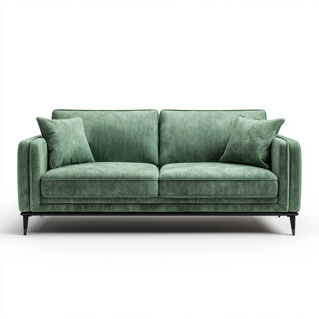 Gerades Sofa-Stoff-Metallfüße-160x85x82 cm-Salbeigrün-Modernes Design für Wohnzimmer-Domainota