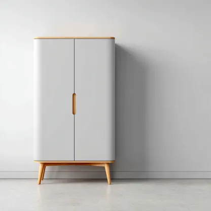 Kleiderschrank Holz 95x45x165 cm - hellgrau - hellholz - für Schlafzimmer - skandinavisches Design-Domainota