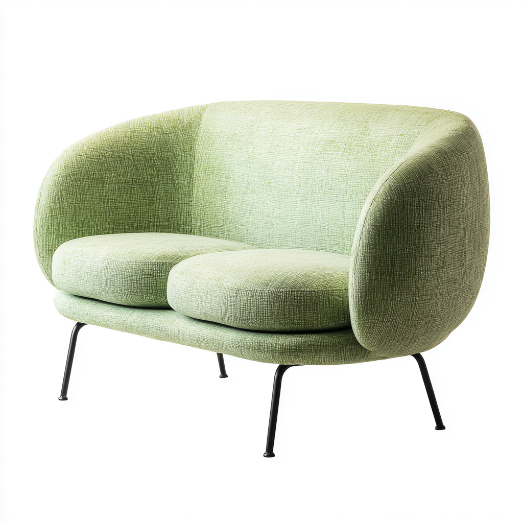 Gerades Sofa-Stoff-Metallfüße-130x80x78 cm-Hellgrün-Für Wohnzimmer im Modernen Design-Domainota