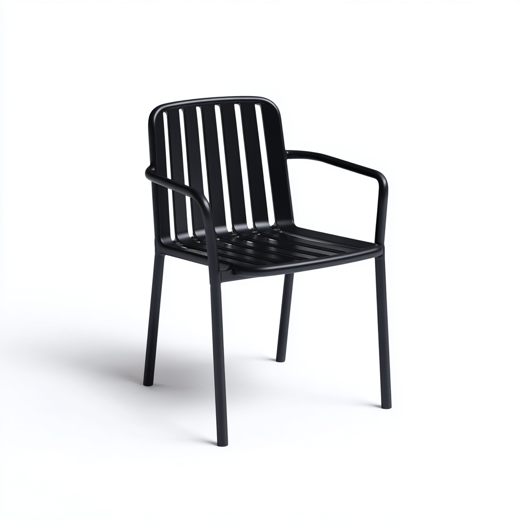 Gartenstuhl 56x58x85 cm - Aluminium - schwarz - mit Armlehnen - stapelbar und wetterfest für den Außenbereich-Domainota