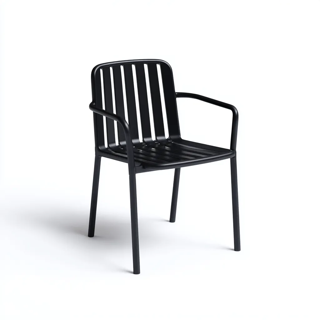 Gartenstuhl 56x58x85 cm - Aluminium - schwarz - mit Armlehnen - stapelbar und wetterfest für den Außenbereich-Domainota