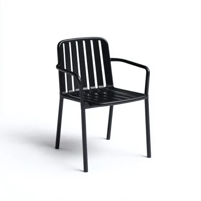 Gartenstuhl 56x58x85 cm - Aluminium - schwarz - mit Armlehnen - stapelbar und wetterfest für den Außenbereich-Domainota