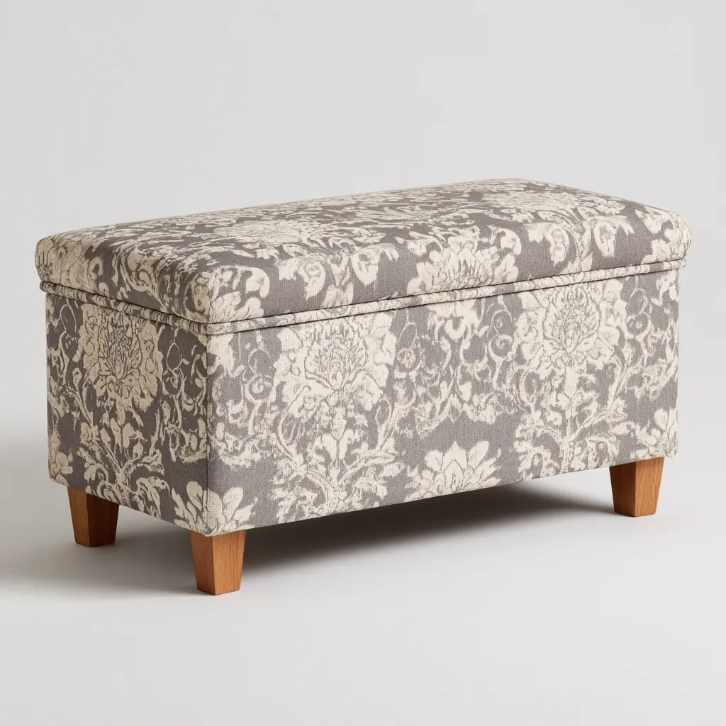 Eingangsbank Stoff 90x38x48 cm - grau gemustert - klassisches Design für Flur-Domainota