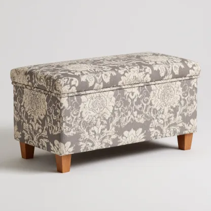 Eingangsbank Stoff 90x38x48 cm - grau gemustert - klassisches Design für Flur-Domainota