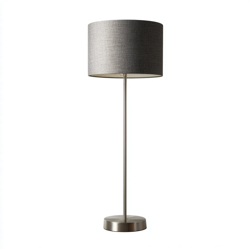 Stehlampe - Metall - Textil - 30x30x150 cm - Grau - Silber - Modernes Design für Wohnzimmer - Arbeitszimmer-Domainota