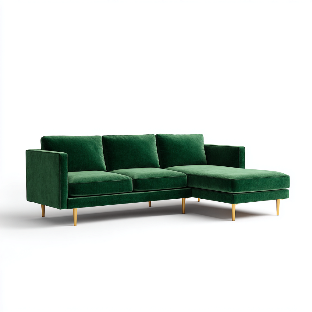 Ecksofa Samtpolsterung 265x165x85 cm - smaragdgrün - für Wohnzimmer - modernes Design-Domainota