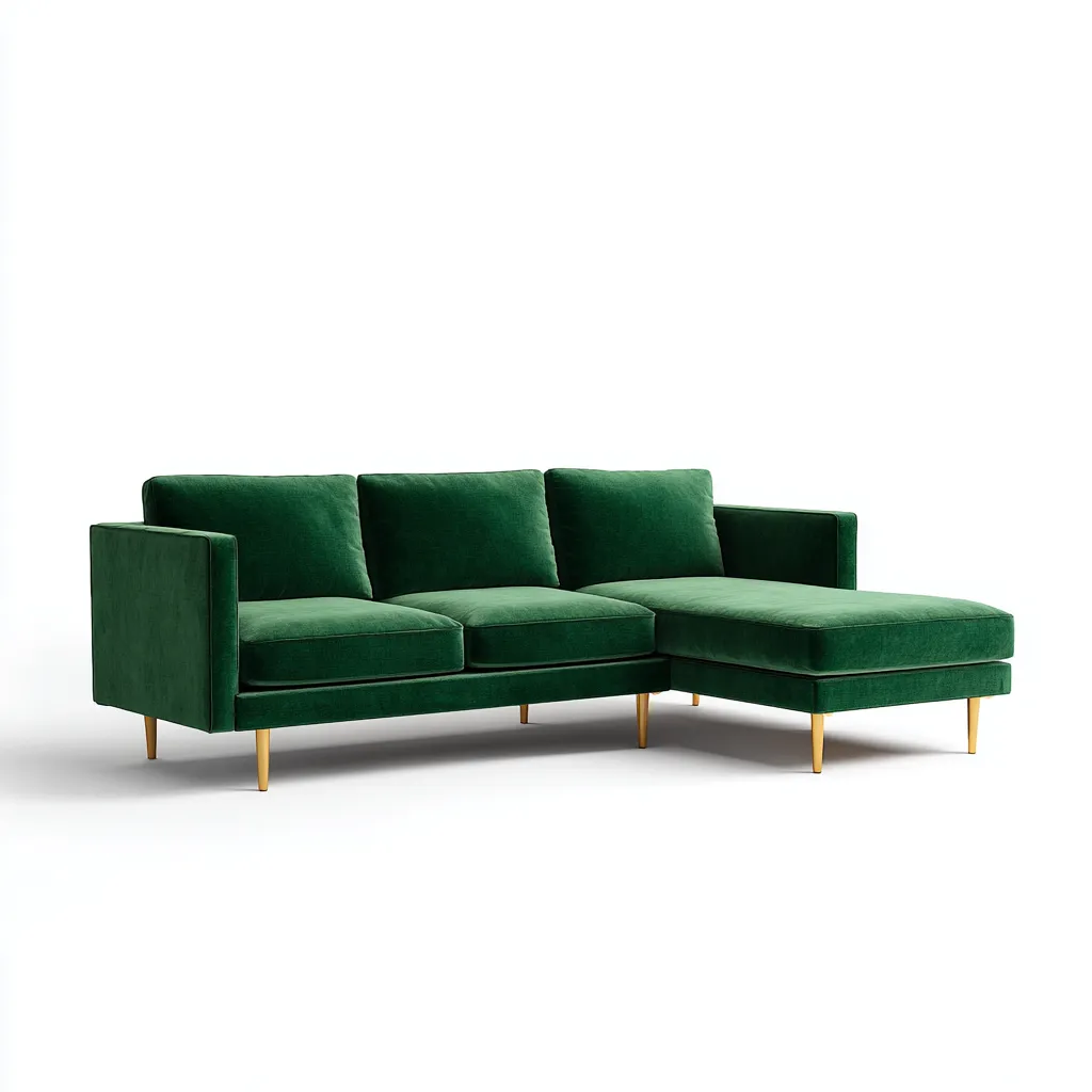 Ecksofa Samtpolsterung 265x165x85 cm - smaragdgrün - für Wohnzimmer - modernes Design-Domainota