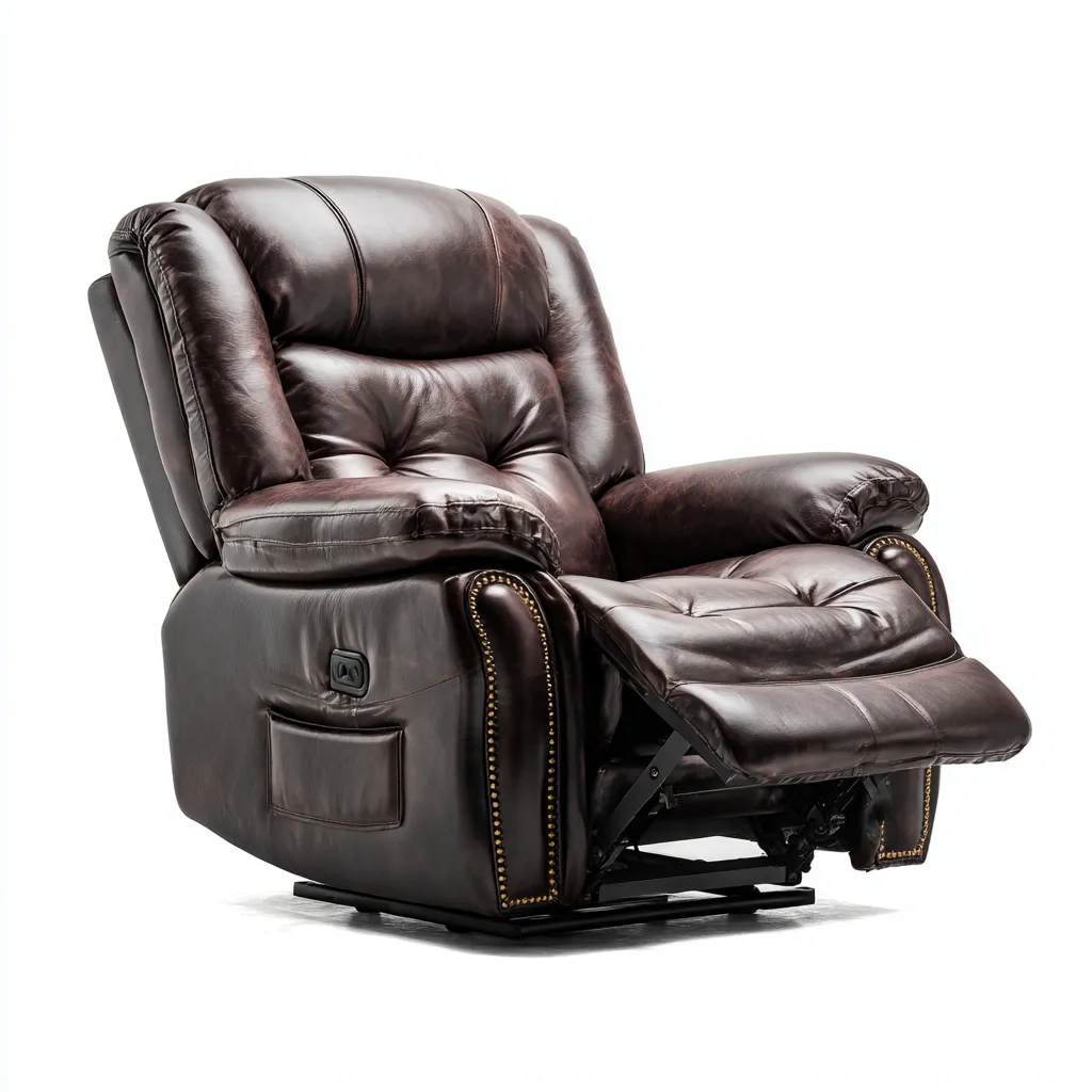 Liegesessel aus Kunstleder 100x95x100 cm - Dunkelbraun - Klassisches Design für Wohnzimmer-Domainota