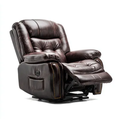 Liegesessel aus Kunstleder 100x95x100 cm - Dunkelbraun - Klassisches Design für Wohnzimmer-Domainota