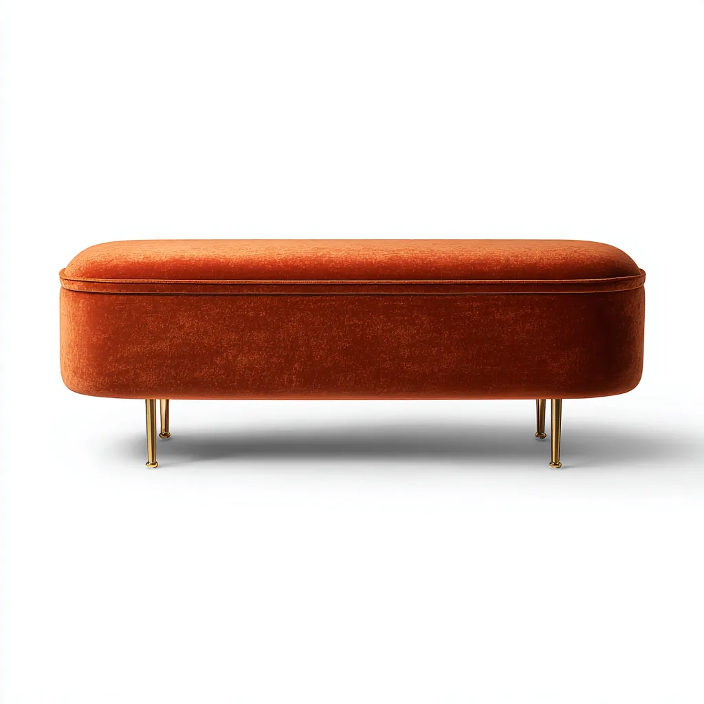 Eingangsbank Samt 110x42x46 cm - orange - geeignet für Flur - Modernes Design-Domainota