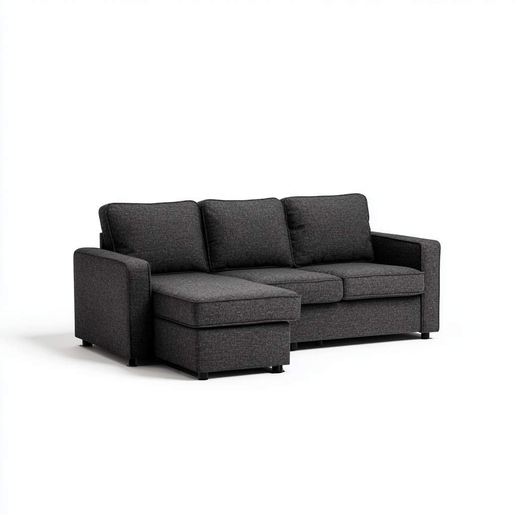 Ecksofa Stoff 255x160x85 cm - Dunkelgrau - Modernes Kompaktdesign - Für Wohnzimmer-Domainota