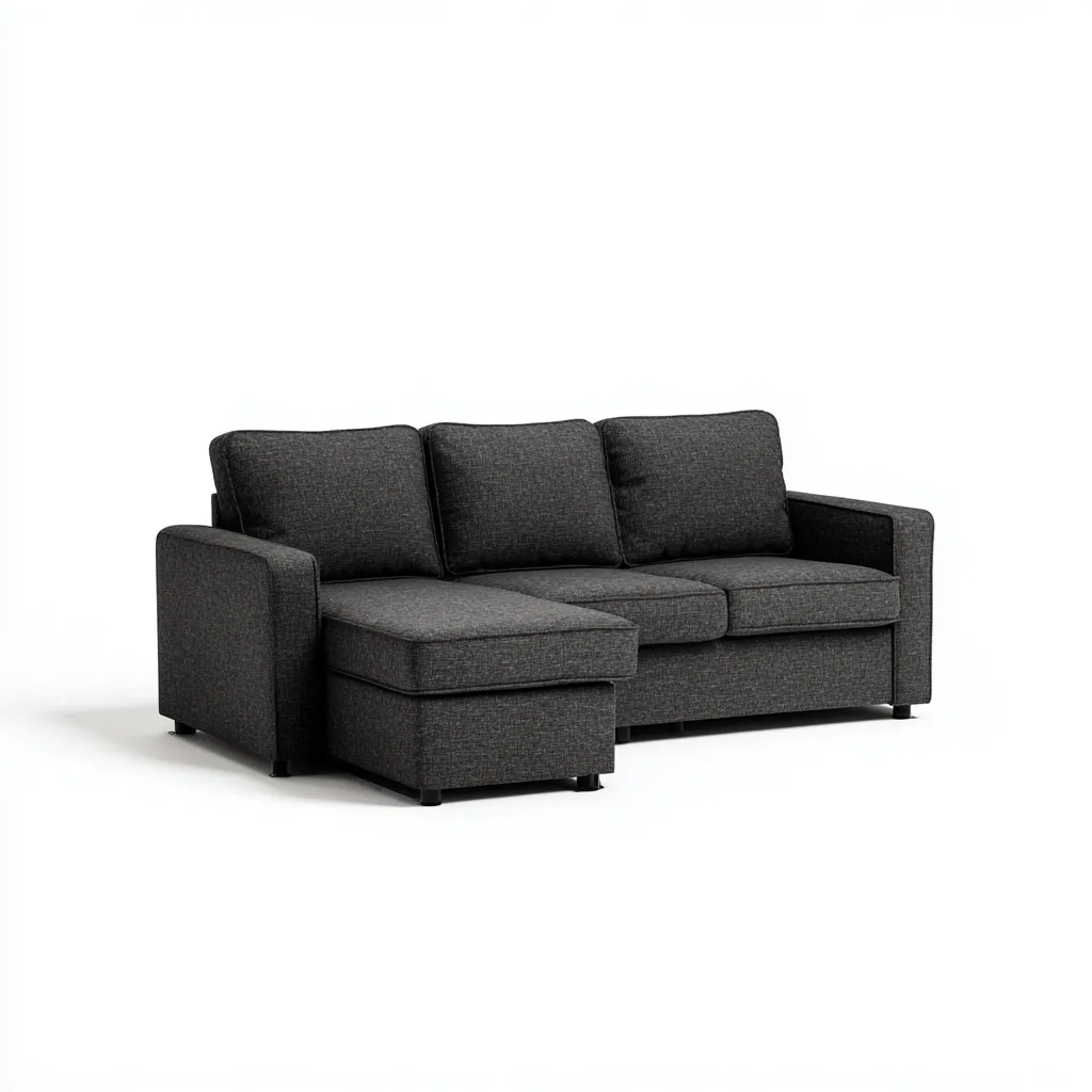 Ecksofa Stoff 255x160x85 cm - Dunkelgrau - Modernes Kompaktdesign - Für Wohnzimmer-Domainota