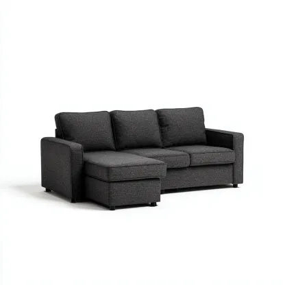 Ecksofa Stoff 255x160x85 cm - Dunkelgrau - Modernes Kompaktdesign - Für Wohnzimmer-Domainota