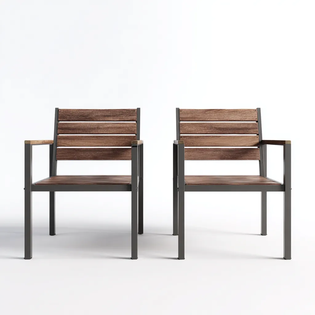 Gartenstuhl-Set 2 Stück 57x64x86 cm - Aluminium und Holzoptik - dunkelgrau - naturbraun - mit Armlehnen - modernes Outdoor-Design-Domainota