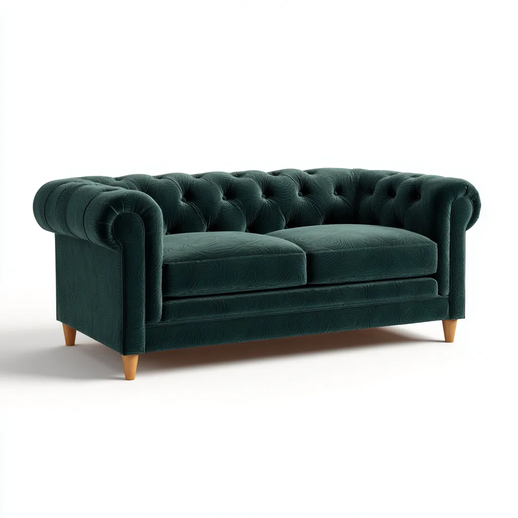 Gerades Sofa Samtpolster 200x90x80 cm - Dunkelgrün - Klassisches Design - Für Wohnzimmer-Domainota