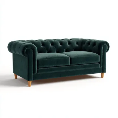 Gerades Sofa Samtpolster 200x90x80 cm - Dunkelgrün - Klassisches Design - Für Wohnzimmer-Domainota