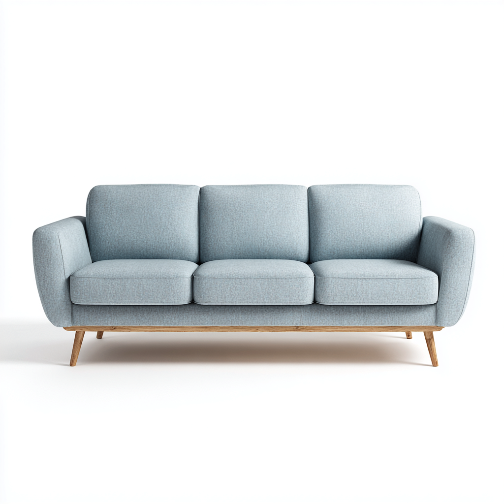 Gerades Sofa Stoffpolster 208x84x88 cm - Hellblau - Modernes Design - Für Wohnzimmer-Domainota